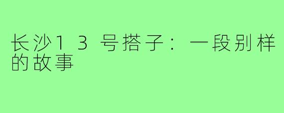 长沙13号搭子：一段别样的故事