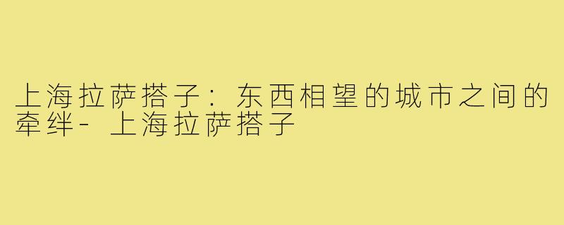 上海拉萨搭子：东西相望的城市之间的牵绊-上海拉萨搭子