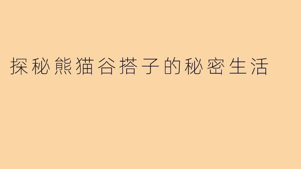 探秘熊猫谷搭子的秘密生活