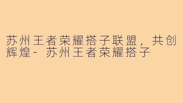 苏州王者荣耀搭子联盟，共创辉煌-苏州王者荣耀搭子