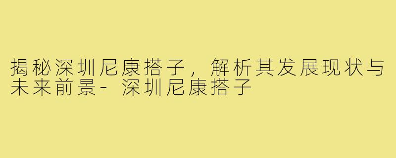 揭秘深圳尼康搭子，解析其发展现状与未来前景-深圳尼康搭子