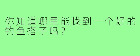 你知道哪里能找到一个好的钓鱼搭子吗？