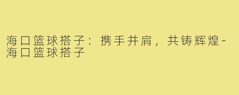海口篮球搭子：携手并肩，共铸辉煌-海口篮球搭子