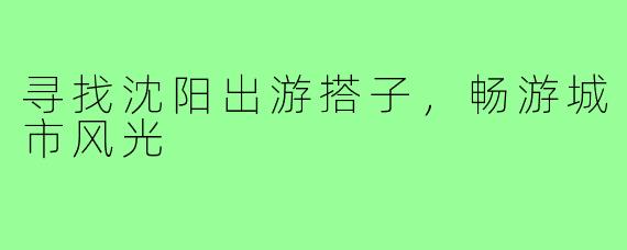 寻找沈阳出游搭子，畅游城市风光