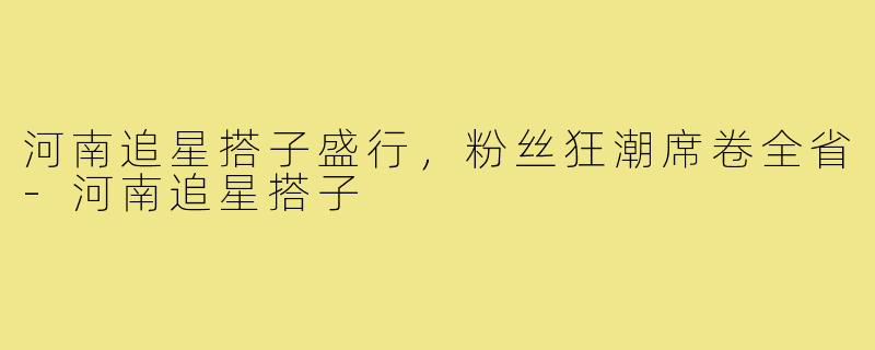 河南追星搭子盛行，粉丝狂潮席卷全省-河南追星搭子