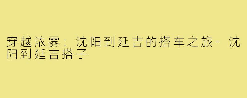 穿越浓雾：沈阳到延吉的搭车之旅-沈阳到延吉搭子