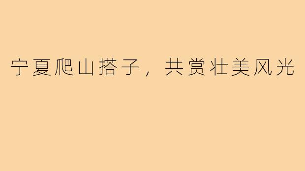 宁夏爬山搭子,共赏壮美风光