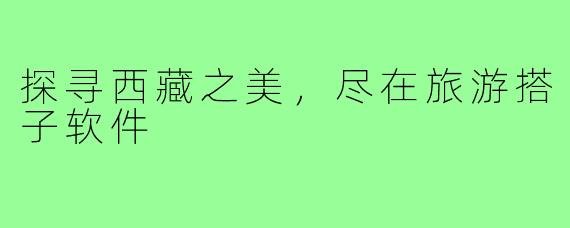 探寻西藏之美,尽在旅游搭子软件
