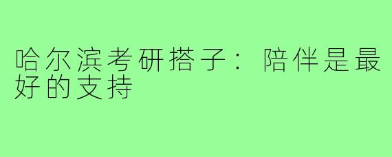 哈尔滨考研搭子：陪伴是最好的支持