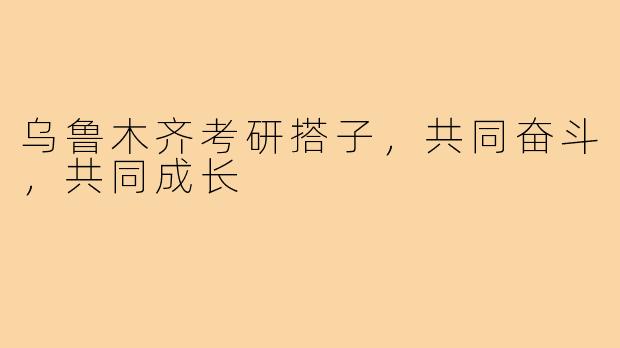 乌鲁木齐考研搭子，共同奋斗，共同成长