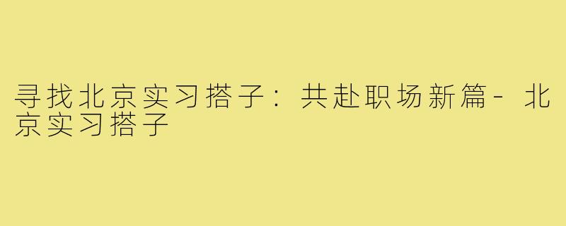 寻找北京实习搭子：共赴职场新篇-北京实习搭子