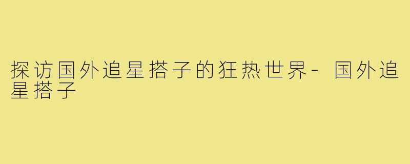 探访国外追星搭子的狂热世界-国外追星搭子