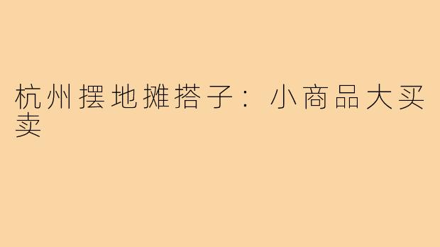 杭州摆地摊搭子：小商品大买卖