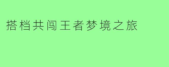 搭档共闯王者梦境之旅