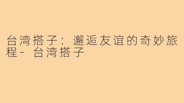 台湾搭子：邂逅友谊的奇妙旅程-台湾搭子