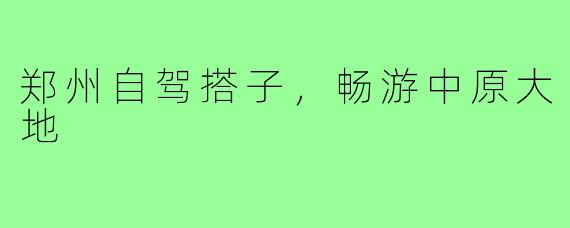 郑州自驾搭子，畅游中原大地