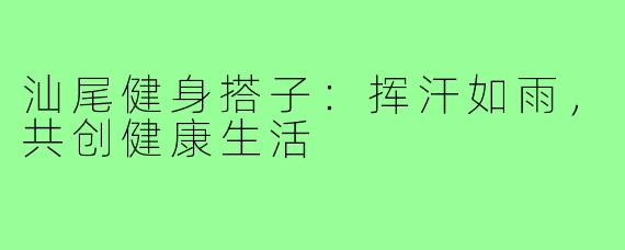 汕尾健身搭子：挥汗如雨，共创健康生活