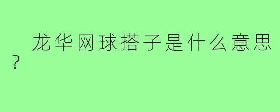  龙华网球搭子是什么意思？