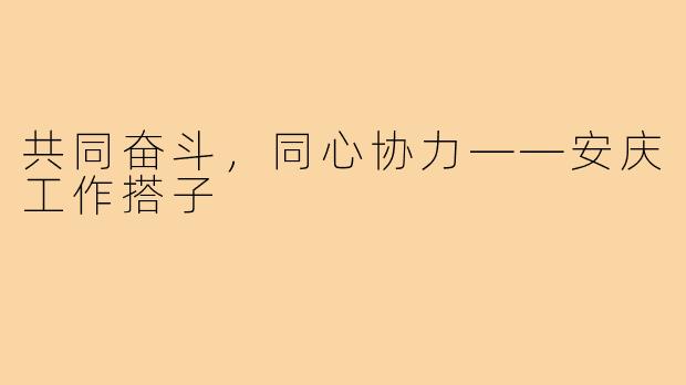 共同奋斗,同心协力——安庆工作搭子