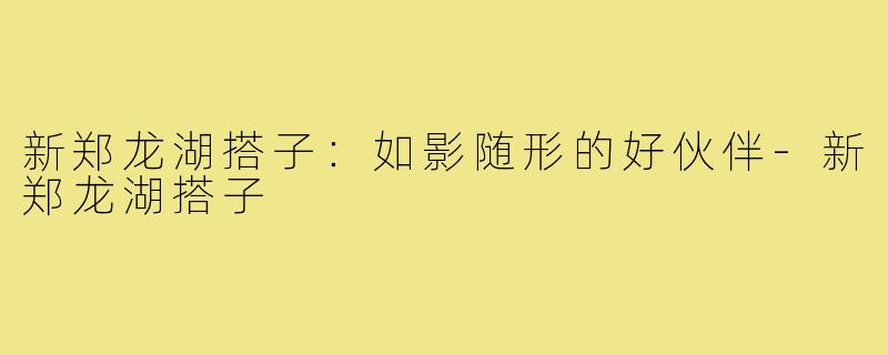 新郑龙湖搭子：如影随形的好伙伴-新郑龙湖搭子