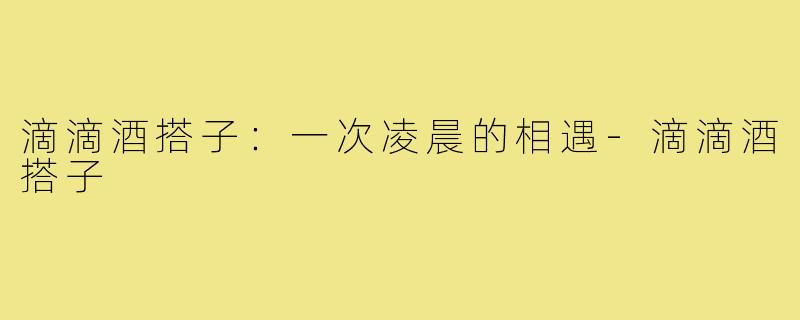 滴滴酒搭子：一次凌晨的相遇-滴滴酒搭子