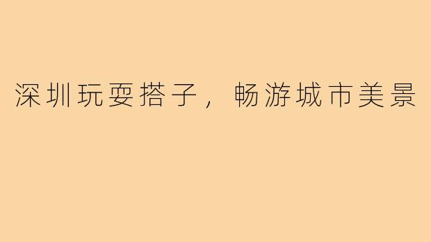 深圳玩耍搭子，畅游城市美景