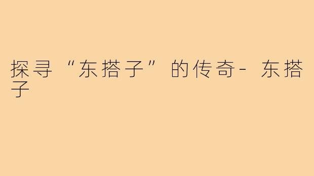 探寻“东搭子”的传奇-东搭子