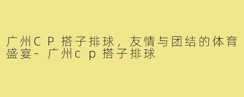 广州CP搭子排球，友情与团结的体育盛宴-广州cp搭子排球