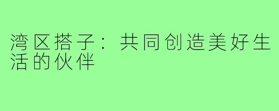 湾区搭子：共同创造美好生活的伙伴