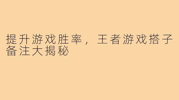 提升游戏胜率，王者游戏搭子备注大揭秘