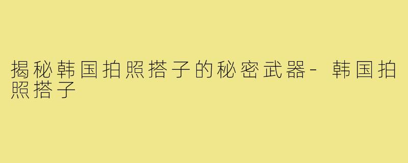 揭秘韩国拍照搭子的秘密武器-韩国拍照搭子