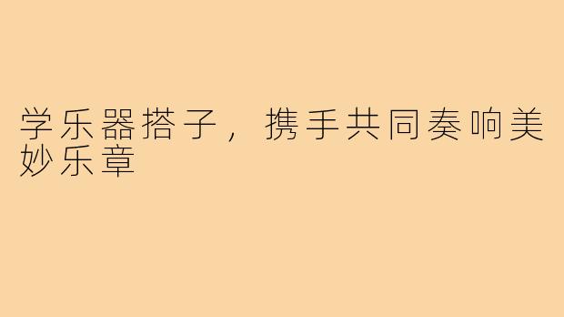 学乐器搭子,携手共同奏响美妙乐章
