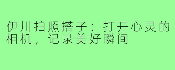伊川拍照搭子：打开心灵的相机，记录美好瞬间