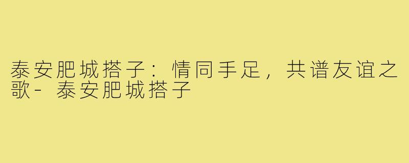 泰安肥城搭子：情同手足，共谱友谊之歌-泰安肥城搭子