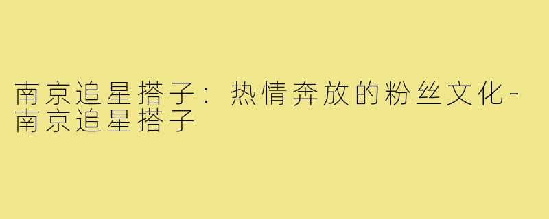 南京追星搭子：热情奔放的粉丝文化-南京追星搭子