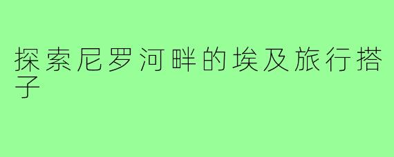 探索尼罗河畔的埃及旅行搭子