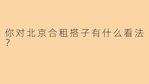 你对北京合租搭子有什么看法？
