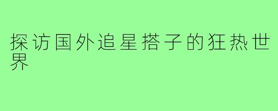 探访国外追星搭子的狂热世界