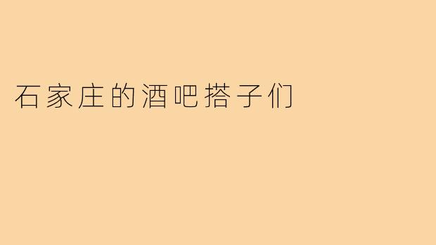 石家庄的酒吧搭子们
