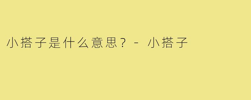 小搭子是什么意思？