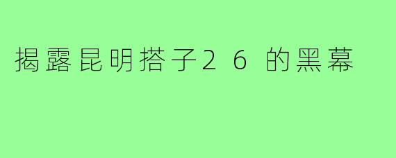 揭露昆明搭子26的黑幕