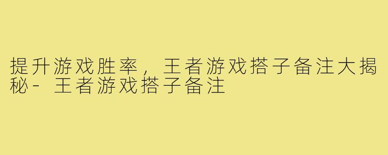 提升游戏胜率，王者游戏搭子备注大揭秘-王者游戏搭子备注