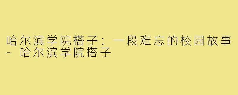 哈尔滨学院搭子：一段难忘的校园故事-哈尔滨学院搭子