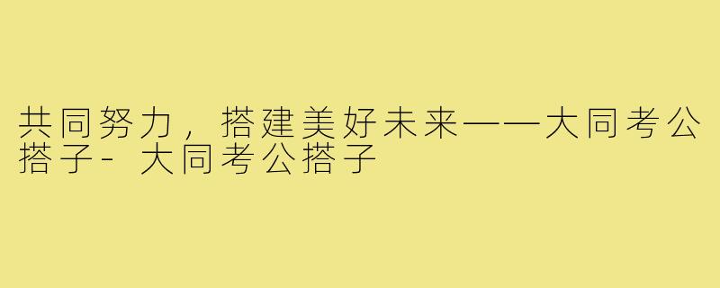 共同努力，搭建美好未来——大同考公搭子