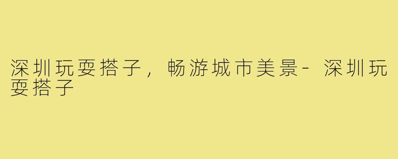 深圳玩耍搭子，畅游城市美景-深圳玩耍搭子