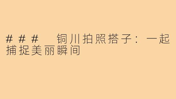 ### 铜川拍照搭子:一起捕捉美丽瞬间