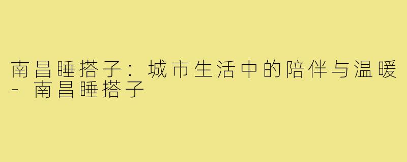 南昌睡搭子：城市生活中的陪伴与温暖-南昌睡搭子