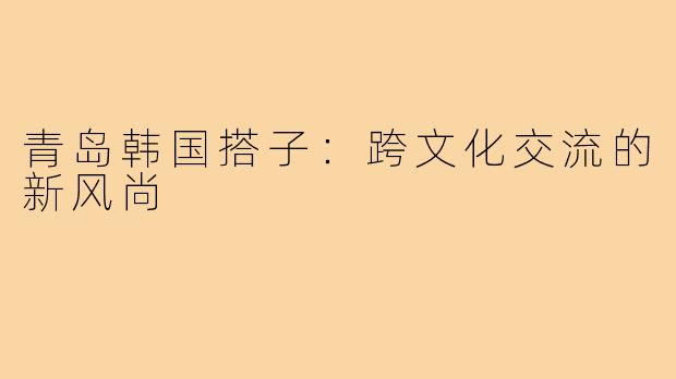 青岛韩国搭子:跨文化交流的新风尚