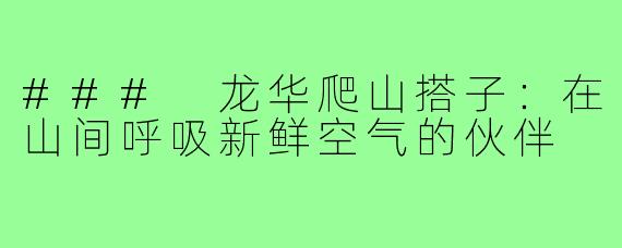 ### 龙华爬山搭子：在山间呼吸新鲜空气的伙伴
