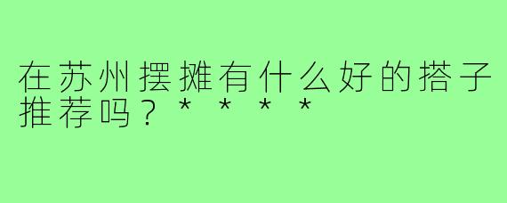 在苏州摆摊有什么好的搭子推荐吗?****
